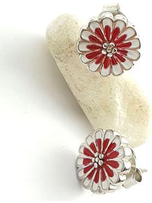 Ose Shop çiçek figürlü mine işçiliğinde gümüş küpe