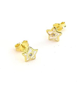 Ose Shop mineli 925 ayar gümüş altın minimal yıldız küpe