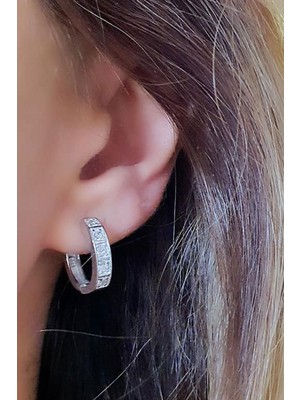 Ose Shop gümüş zirkon taşlı halka küpe