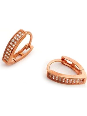 Ose Shop üçgen zirkon taşlı gümüş halka küpe