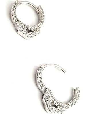 Ose Shop kelepçe zirkon taşlı gümüş halka küpe 1cm