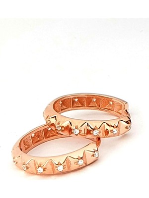 Ose Shop Zirkon taşlı gümüş rose halka küpe