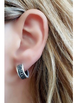 Ose Shop Swarovski taşlı 925 ayar gümüş halka küpe