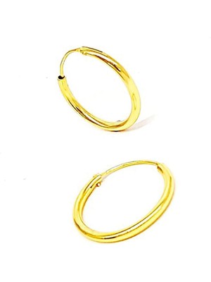 Ose Shop Gümüş Üzerine Altın Kaplama Halka Küpe