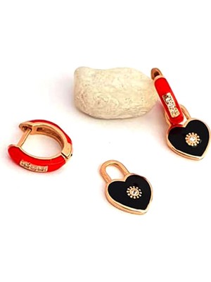 Ose Shop Kalp figürlü 925 ayar gümüş mineli trend küpe