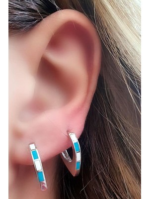 Ose Shop Mine işçiliği gümüş üçgen halka küpe 1 cm çap