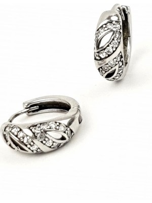 Ose Shop zirkon taş detaylı gümüş halka küpe cap 1.5 cm