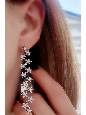 Ose Shop Zirkon Taşlı 925ayar Gümüş Yıldız detaylı Trend Küpe