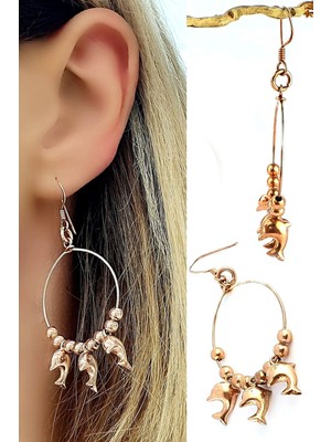 Yunus Figürlü 925 Ayar Gümüş Rose Küpe