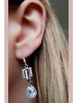 Ose Shop Zirkon taşlı gümüş italyan tasarımı şık küpe