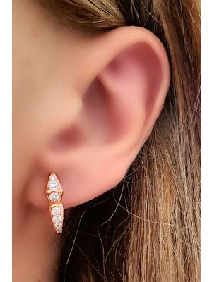 Ose Shop Pırlanta ışıltısında zirkon taşlı gümüş rose italyan tasarımı küpe