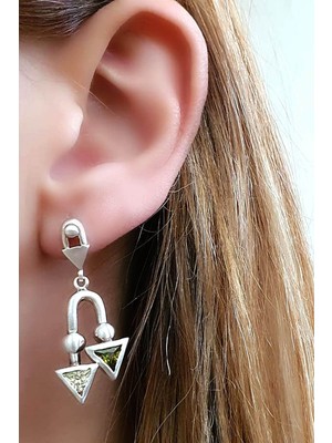 Ose Shop İtalyan tasarımı zirkon taş detaylı gümüş modern küpe