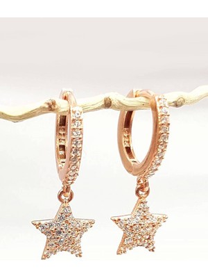 Ose Shop Yıldızlı Zirkon Taşlı Gümüş Küpe