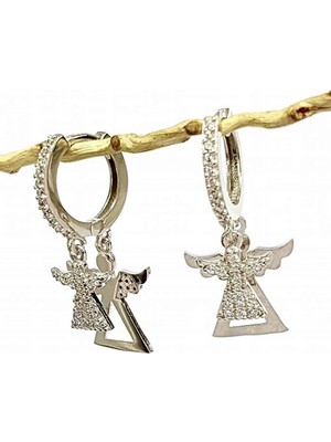 Ose Shop Melek Figürlü Zirkon Taşlı Gümüş Bayan Küpe