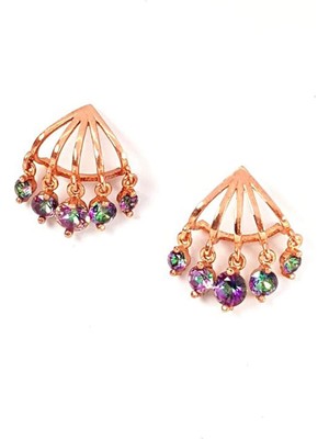 Ose Shop Mistik topaz taşlı gümüş üzerine rose altın kaplama küpe