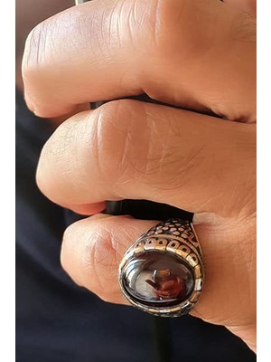 Ose Shop Bordo Zirkon taşlı gümüş erkek yüzük