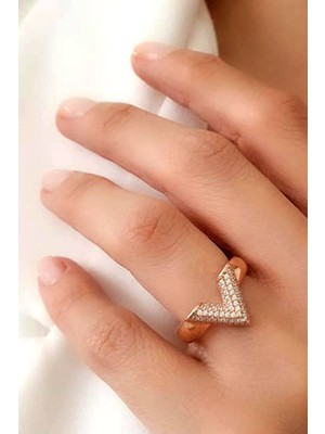 Ose Shop Pırlanta ışıltısında zirkon taşlı gümüş rose yüzük