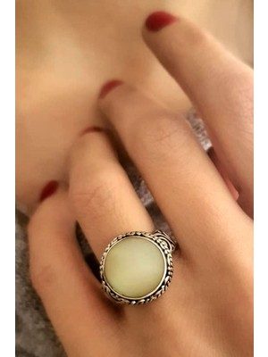 Ose Shop Kalsedon taşlı tasarım gümüş yüzük