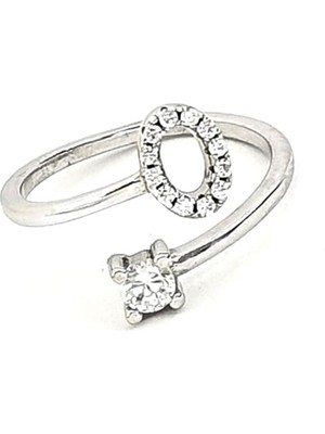 Ose Shop O harfi gümüş ayarlanabilir yüzük