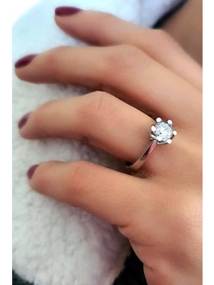 Ose Shop Swarovski taşlı gümüş burgu tek taş yüzük