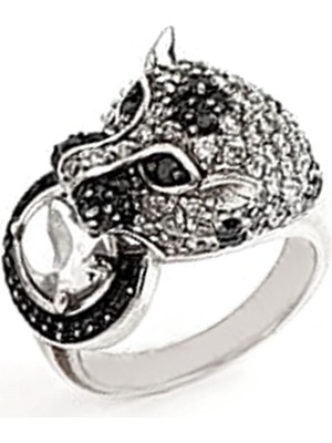 Ose Shop Oniks ve zirkon taş detaylı italyan tasarımı gümüş Kaplan yüzük