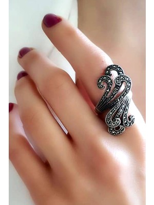 Ose Shop Markazit taşlı gümüş modern yüzük
