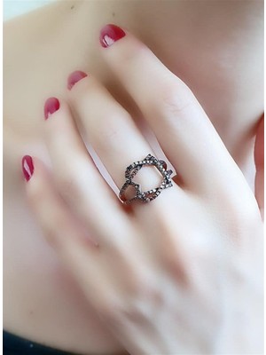 Ose Shop Kahverengi granat taşlı 925 ayar gümüş rose yüzük