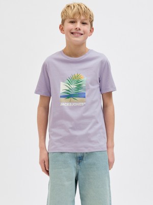 Jack Jones Jjbarbados Tee Ss Crew Neck Jnr Çocuk Mor Tshirt 12269841-19