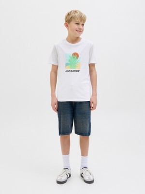 Jack Jones Jjbarbados Tee Ss Crew Neck Jnr Çocuk Beyaz Tshirt 12269841-01