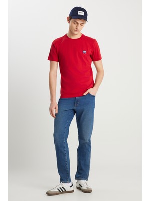 Texas Slim Fit Dar Kesim Normal Bel Dar Paça Koyu Mavi Pamuklu Esnek Jean Denim Pantolon