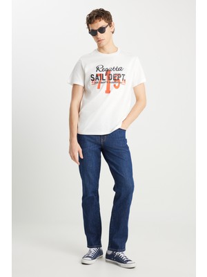 Texas Straight Fit Düz Kesim Normal Bel Pamuklu Esnek Mavi Jean Denim Pantolon