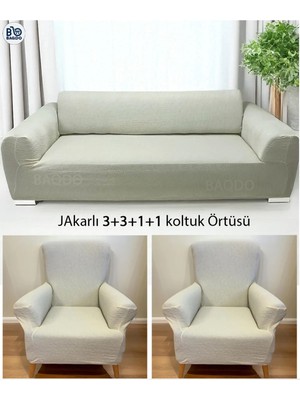 Baqdo Koltuk Örtüsü Jakarlı, Düz Desen 3+3+1+1 Lastikli Koltuk ,kanepe ,çekyat Örtüsü ,kılıfı Esnekli