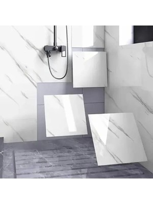 Beyaz Mermer Desenli Alüminyum Plastik Duvar Sticker (30 x 30)