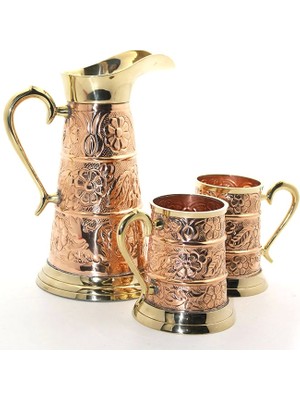 Pirinç 2 Bardaklı Sürahi Seti