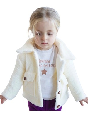 Kız Çocuk Müslin Astarlı Cepli Peluş Mont