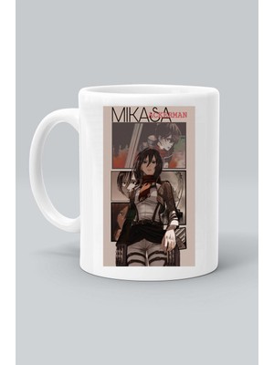 Olympus Plus Anime Karakter Mikasa Ackerman Attack On Titan Baskılı Beyaz Kupa Bardak