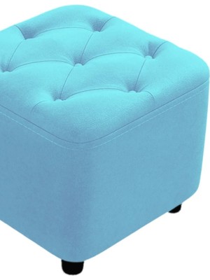 Most Hallow Kapitoneli Kare Puf 18 Turkuaz Kadife Kumaş (Evinize Teslim)