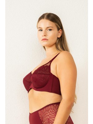 Kadın Dantelli Bordo Toparlayıcı Sütyen 6485