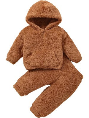 Kız Erkek Bebek ve Çocuk Fermuarlı Peluş Ikili Takım