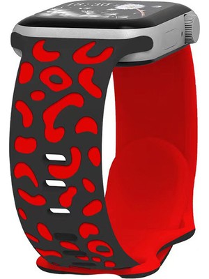 MobaxAksesuar Apple Watch 44/45/46/49mm Kordon Leopar Desen Yumuşak Silikon Kordon 2/3/4/5/6/se/7/8/9/10/11/ultra