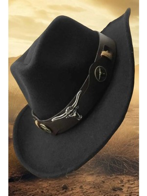 Unisex Kovboy Fötr Şapka Kovboy Şapkası Kovboy Şapka