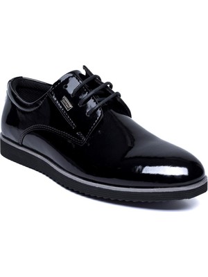 Garajmen Siyaha Beyaz ve Siyaha Siyah Rugan Erkek Klasik Ayakkabı