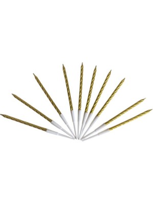 Burgulu Pasta Mumu Altın Renkli  10 Lu 12 cm