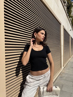 Kaşkorse Dokuma Pamuk Kumaş Bisiklet Yaka Kadın Bluz