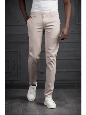 Slimfit Küçük Armürlü Yazlık Pamuklu Gabardin  Pantolon