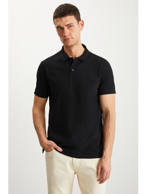 Grimelange Tarnex Erkek %100 Pamuk Kısa Kollu Regular Fit Siyah Polo Yaka T-shirt