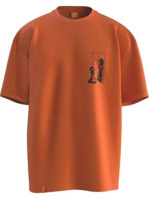Piyon Şah Baskılı Unisex Oversize Tişört