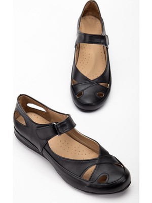 Kadın Günlük Ortopedik Ayakkabı Siyah Büyük Numara Kafes Model Bantlı