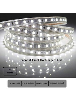 Hortum Esnek Şerit LED Beyaz Işık 220V Fış/1,2,3,4,5,7,10,15,20,25,30 Metre