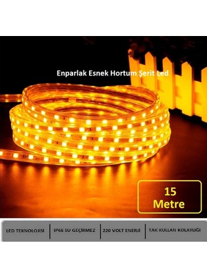 Hortum Esnek Şerit LED Amber Işık 220V Fış/1,2,3,4,5,7,10,15,20,25,30 Metre